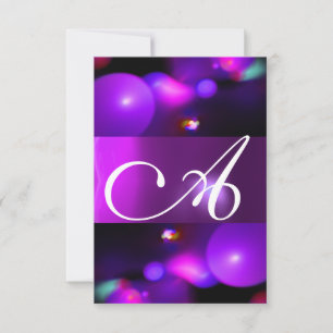 QUANTUM BUBBLE MONOGRAM  purple rsvp Invitation