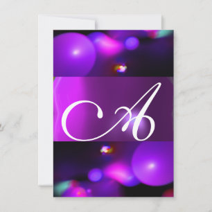 QUANTUM BUBBLE MONOGRAM  purple rsvp Invitation