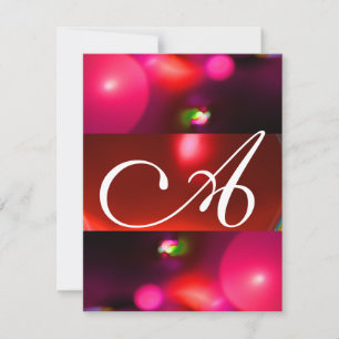 QUANTUM BUBBLE MONOGRAM red black pink Invitation