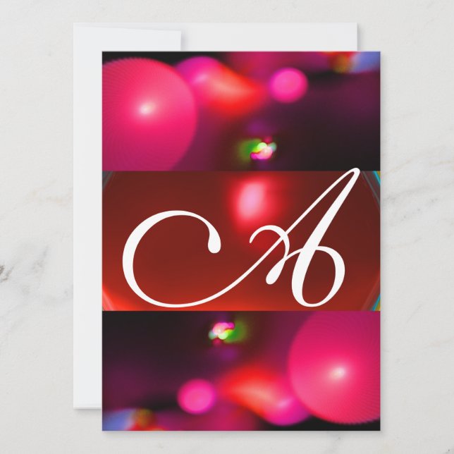 QUANTUM BUBBLE MONOGRAM red black pink Invitation (Front)