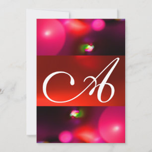 QUANTUM BUBBLE MONOGRAM red black pink Invitation