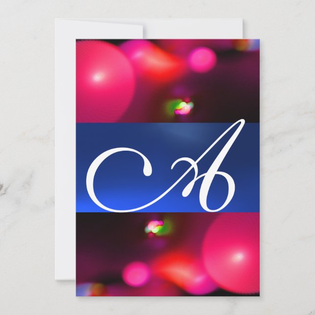 QUANTUM BUBBLE MONOGRAM red blue Invitation (Front)