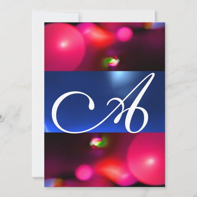 QUANTUM BUBBLE MONOGRAM red blue Invitation (Front)