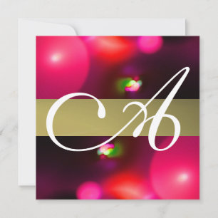 QUANTUM BUBBLE MONOGRAM red grey Invitation