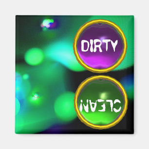 QUANTUM BUBBLES AND PURPLE  GREEN GEMS Dirty Clean Magnet