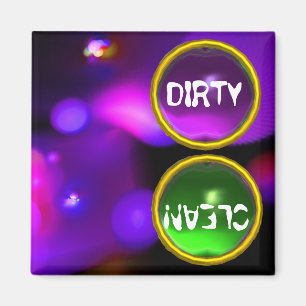 QUANTUM BUBBLES AND PURPLE GREEN GEMS Dirty Clean Magnet