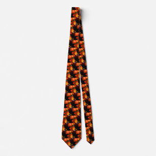 QUANTUM BUBBLES Black Orange Abstract Tie