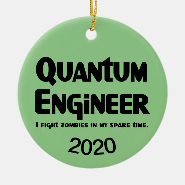 Quantum Engineer Zombie Fighter Ceramic Tree Decoration (Front)