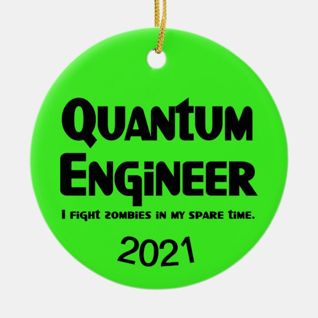 Quantum Engineer Zombie Fighter Ceramic Tree Decoration (Front)