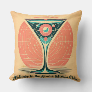 Quantum Entanglement Atomic Martini Club Cocktail Cushion