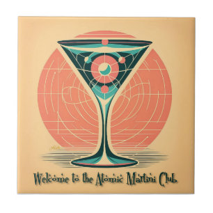Quantum Entanglement Atomic Martini Club Cocktail Tile