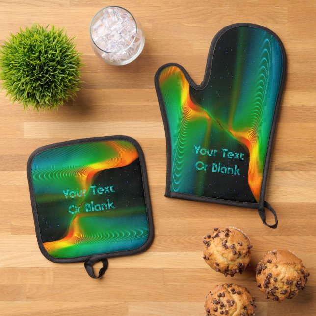 Quantum Entanglement Oven Mitt & Pot Holder Set (Top Down)
