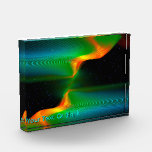 Quantum Entanglement Photo Block<br><div class="desc">A blue,  green and orange fractal image with stars in the background,  a representation of the physics phenomenon called quantum entanglement. Customise by adding your own text.</div>