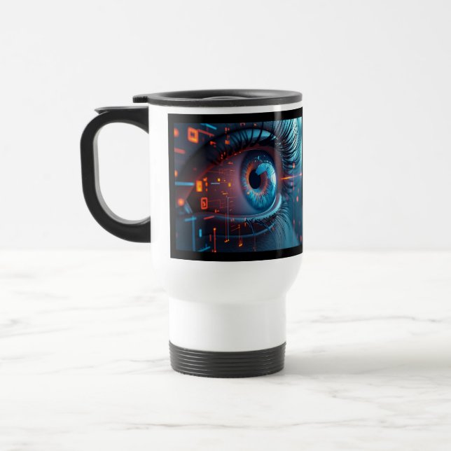 Quantum Eye right hand travel commuter mug (Left)