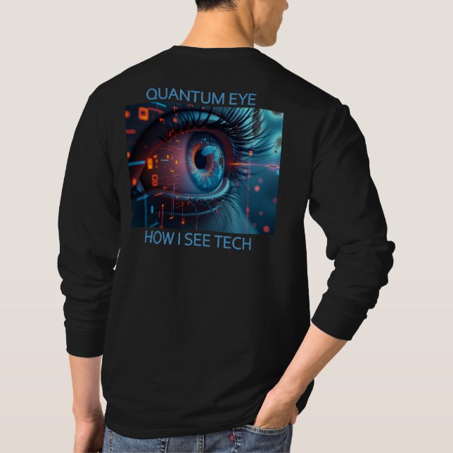 Quantum Eye tech men black long sleeve shirt back (Back)