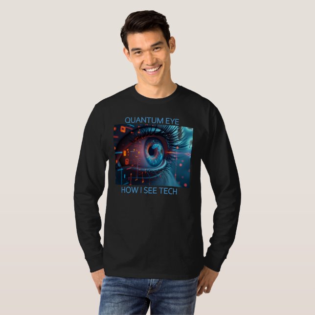 Quantum Eye tech men black long sleeve T-shirt (Front Full)