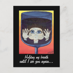 Quantum Kid in Wine Glass Thinking of You Postcard