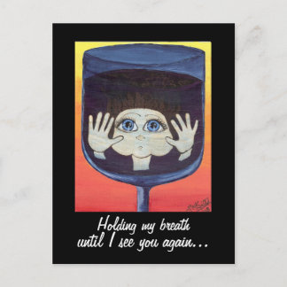 Quantum Kid in Wine Glass Thinking of You Postcard