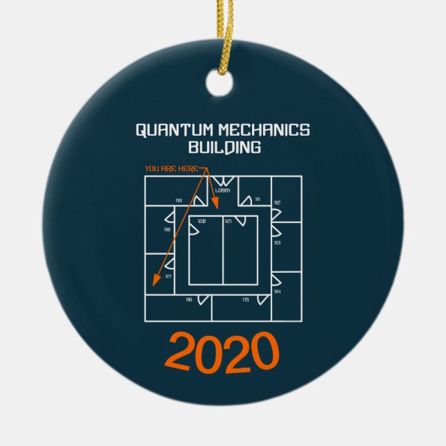 Quantum Mechanics Building Ceramic Tree Decoration (Front)