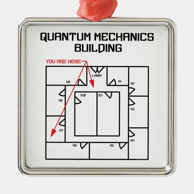 Quantum Mechanics Building Metal Tree Decoration (Front)