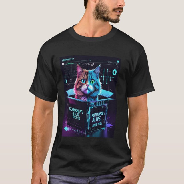 Quantum Paradox Schrödinger Cat Both Dead & Alive  T-Shirt (Front)