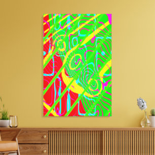 Quantum Physics Neon Colours Kinetic Painting Canvas Print