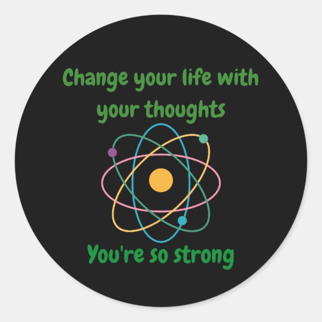 Quantum Physics Theory Unisex Men Women Cool Black Classic Round Sticker (Front)