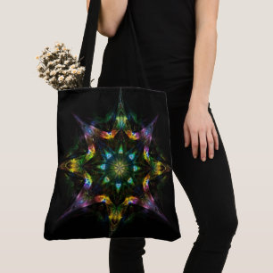 Quantum Starfire - Sacred Geometry Cosmic Mandala Tote Bag