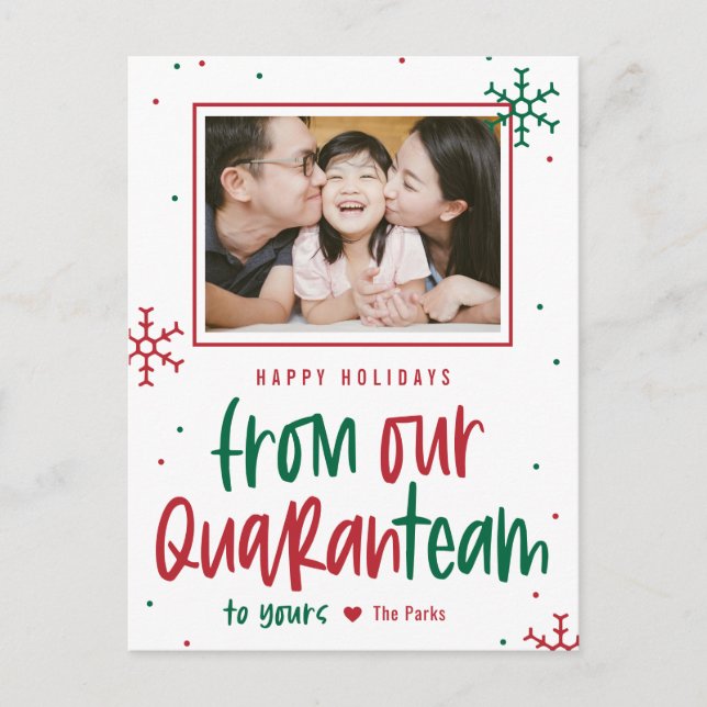 Quaranteam EDITABLE COLOR Holiday Card Postcard (Front)