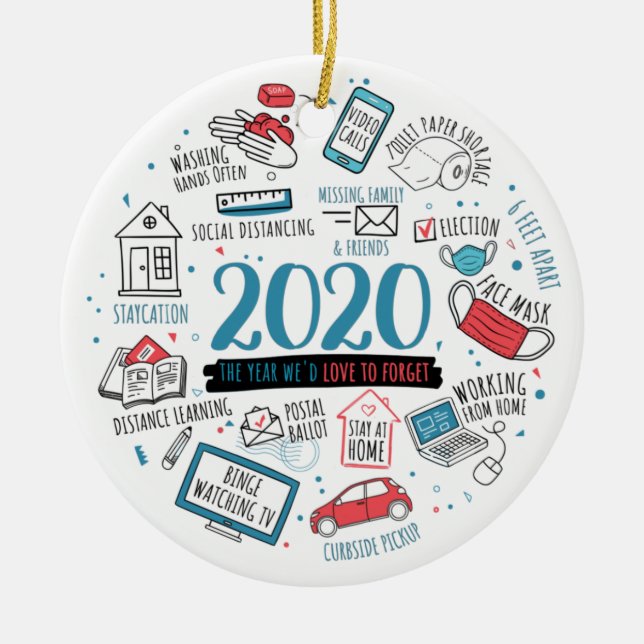 Quarantine 2020 Christmas Stay Home Commemorative Ceramic Tree Decoration (Front)