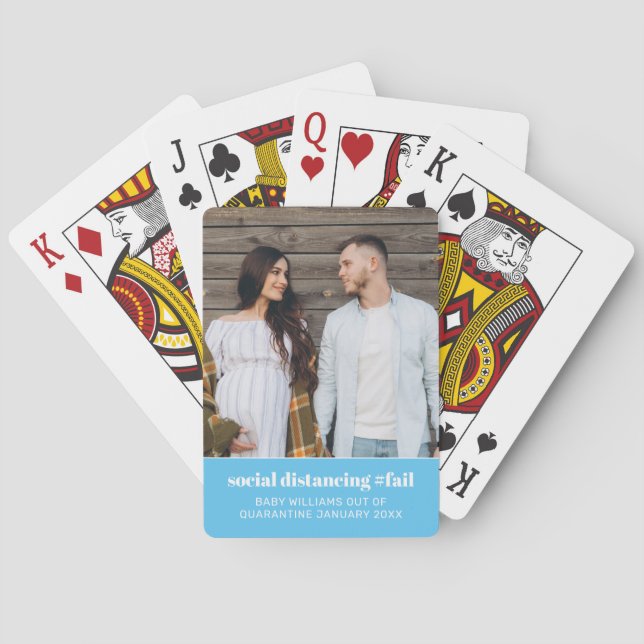 Quarantine Baby Pregnancy Announcement Photo Playing Cards (Back)