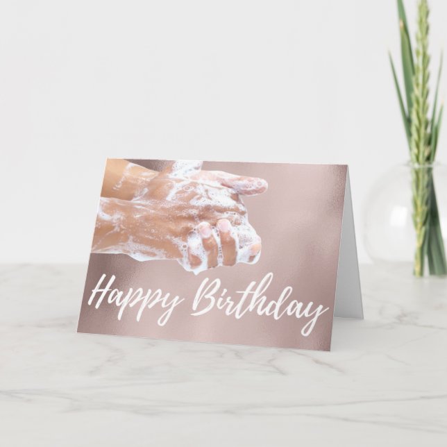 Quarantine Birthday Card Funny Rose Gold (Front)