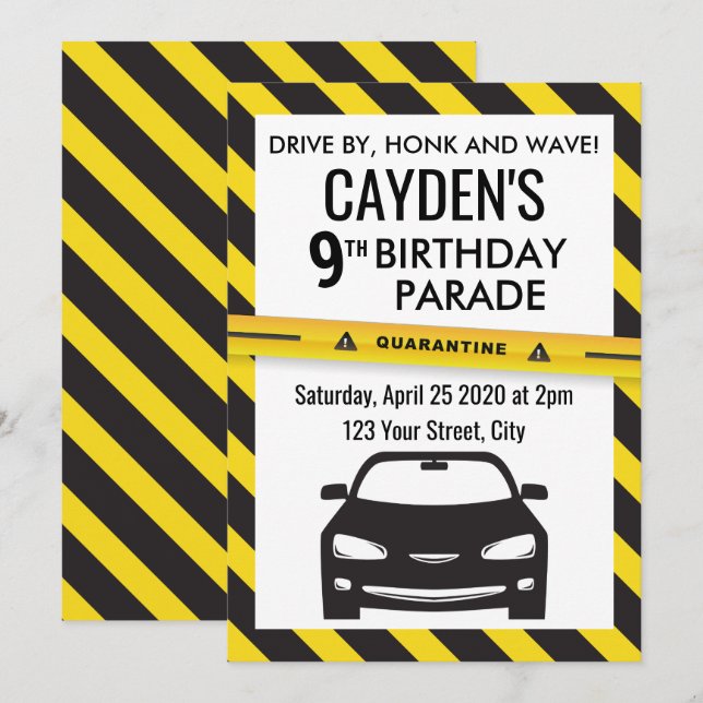 Quarantine Birthday Parade Invite (Front/Back)