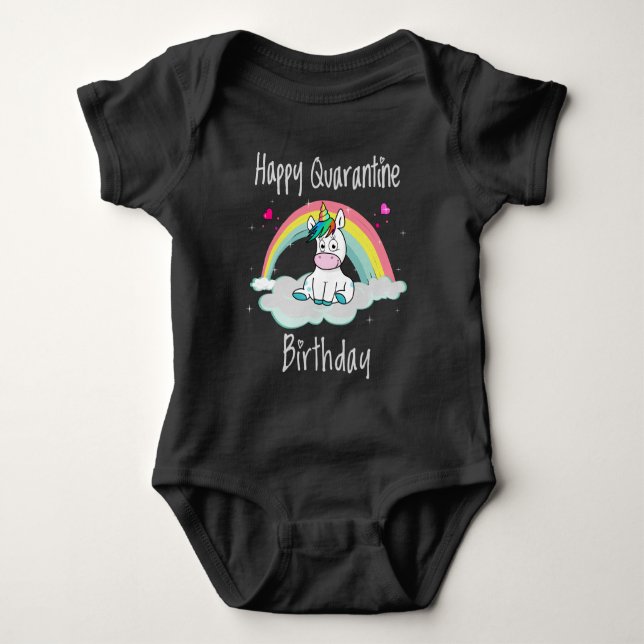 Quarantine Birthday Unicorn rainbow Baby Bodysuit (Front)