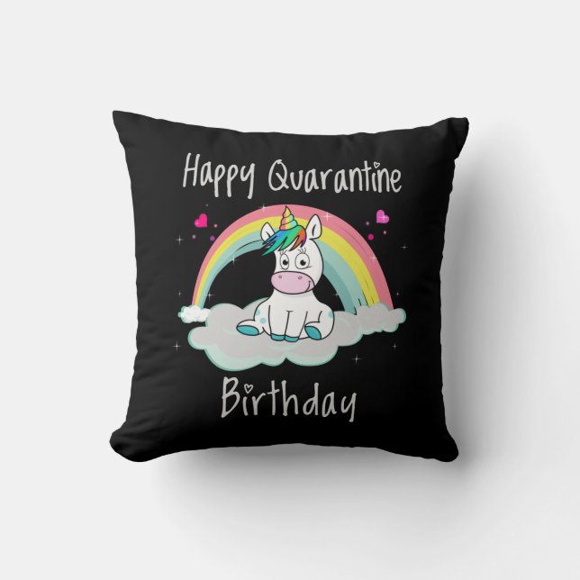 Quarantine Birthday Unicorn rainbow Cushion (Front)