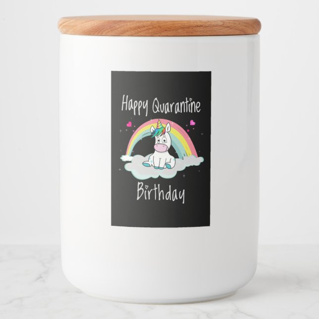 Quarantine Birthday Unicorn rainbow Food Label (Front)