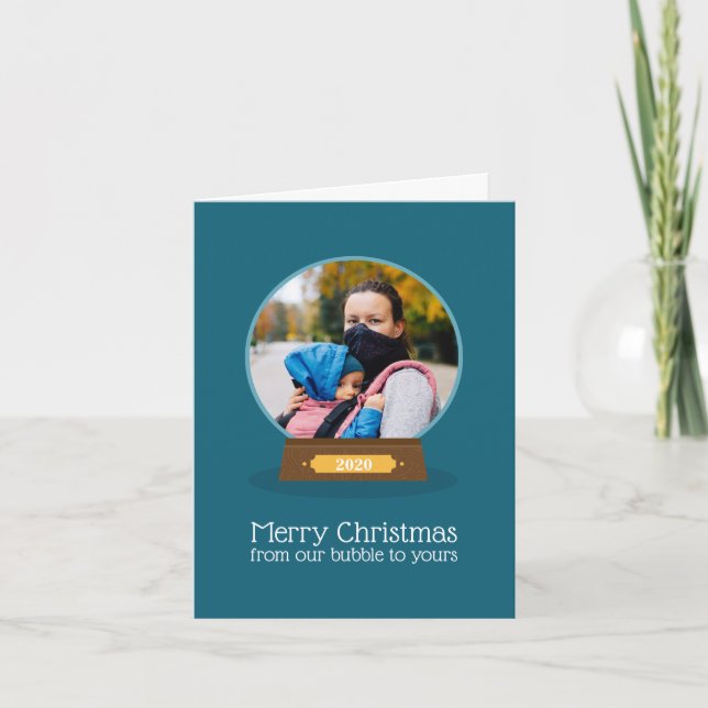 Quarantine Bubble Merry Christmas photo Holiday Card (Front)