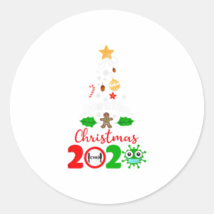 Quarantine Christmas 2020, Funny Design Classic Round Sticker