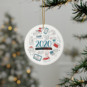 Quarantine Christmas Funny 2020 Commemorative Ceramic Tree Decoration