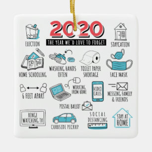 Quarantine Christmas Funny Year 2020 Commemorative Ceramic Ornament