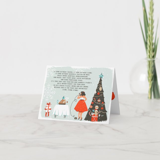 Quarantine Christmas Poem Illustrated Holiday Card (Front)