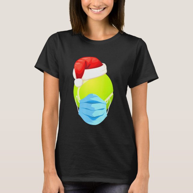 Quarantine Christmas Tennis Face Mask Xmas Santa T-Shirt (Front)