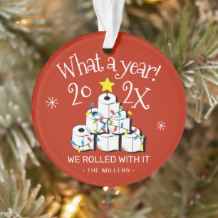 Quarantine Christmas What A Year 2021 Family Photo Ornament