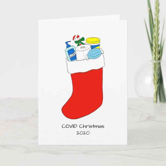Quarantine Covid Christmas Toilet Paper Mask Holiday Card (Front)
