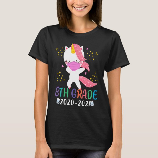 Quarantine Dabbing 8th grade Unicorn Back to Schoo T-Shirt (Front)