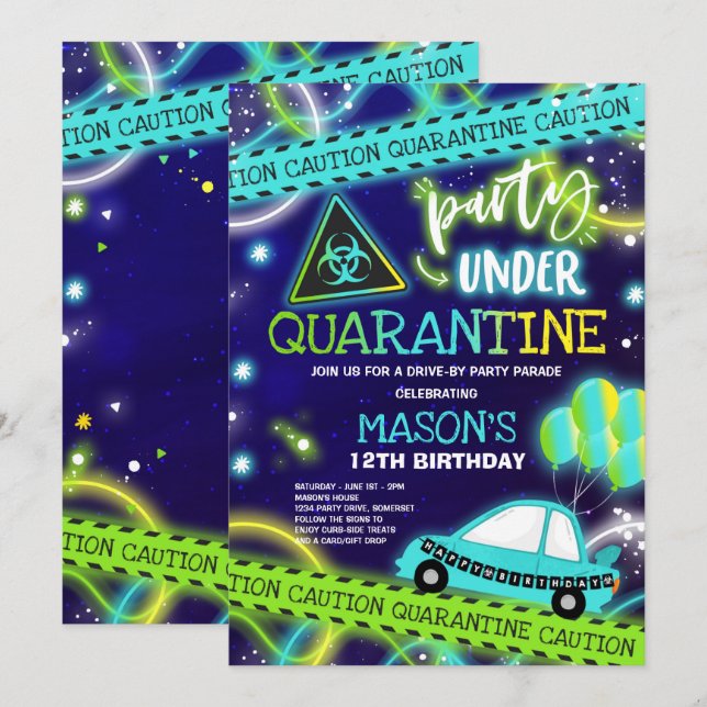 Quarantine Drive-By Birthday Party Parade Invitation (Front/Back)
