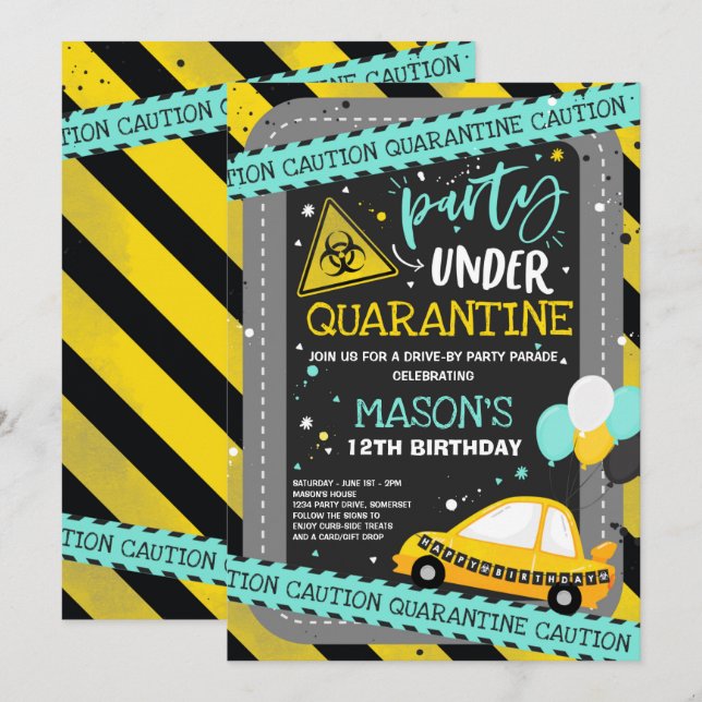 Quarantine Drive-By Birthday Party Parade Invitation (Front/Back)