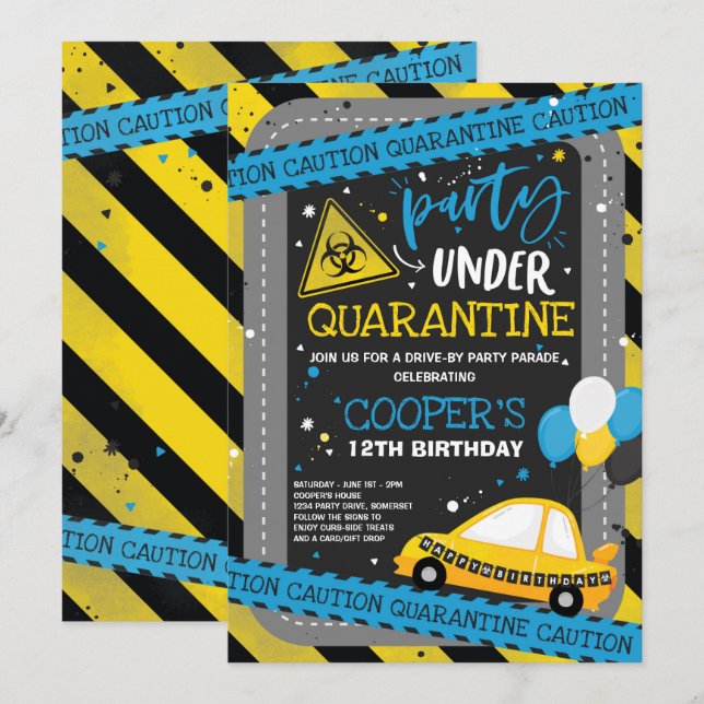 Quarantine Drive-By Birthday Party Parade Invitation (Front/Back)