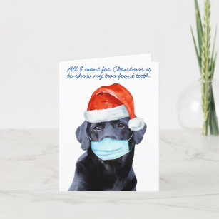 Quarantine Funny Covid Face Mask Dog Holiday Card