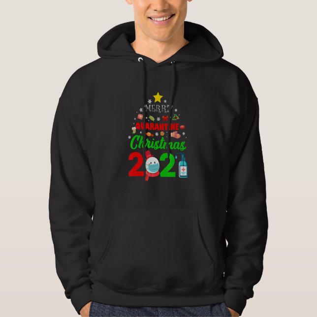 Quarantine Mask Christmas Pyjamas Matching Family  Hoodie (Front)